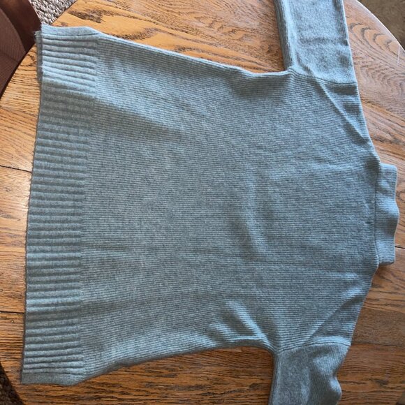 LOU GREY beautiful earthy blue ribbed zip neck sweater/L( pit to pit-21 - Picture 6 of 8